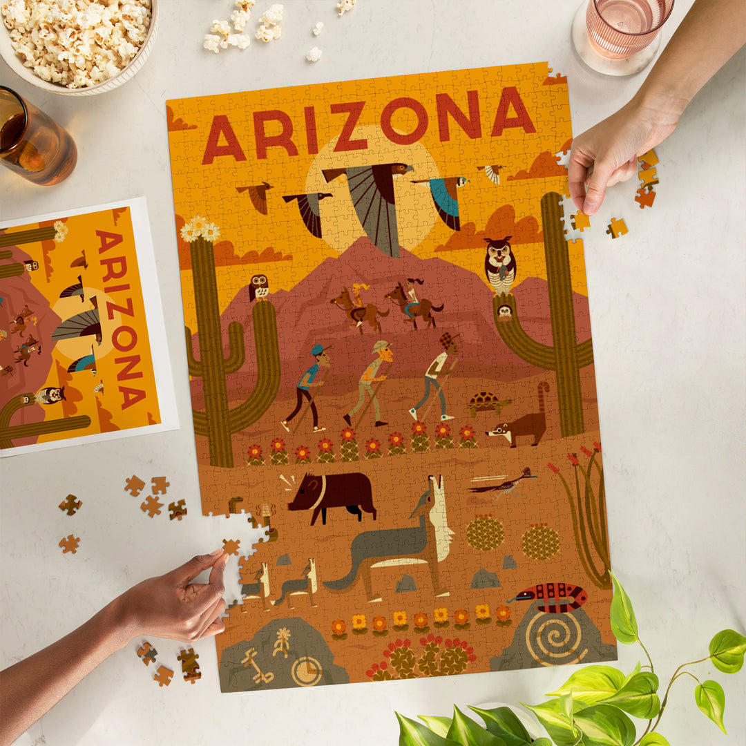 Arizona, Geometric, Jigsaw Puzzle Puzzle Lantern Press 