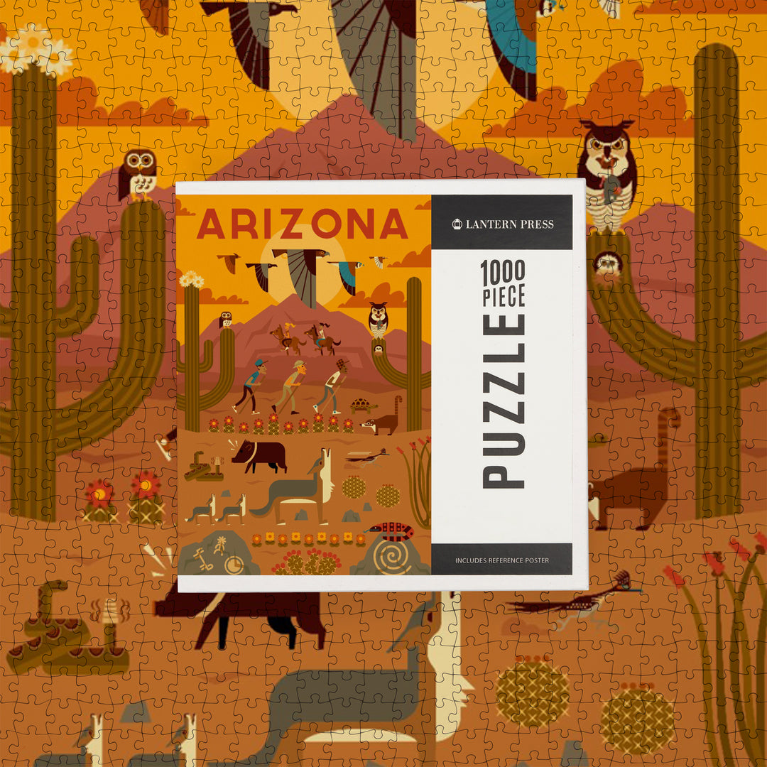 Arizona, Geometric, Jigsaw Puzzle Puzzle Lantern Press 