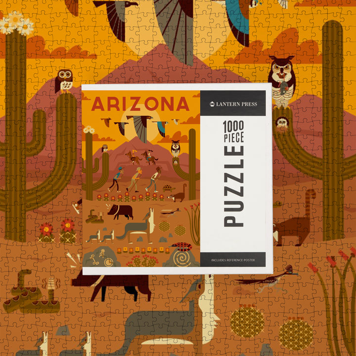 Arizona, Geometric, Jigsaw Puzzle Puzzle Lantern Press 