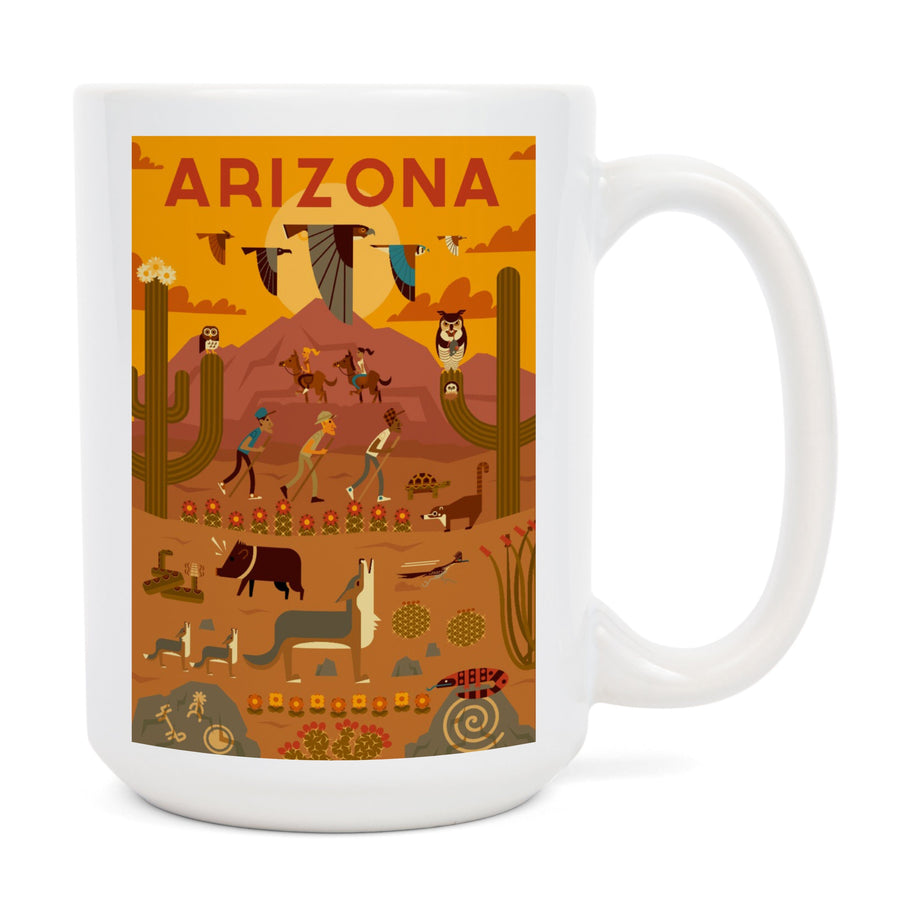 Arizona, Geometric, Lantern Press Artwork, Ceramic Mug Mugs Lantern Press 