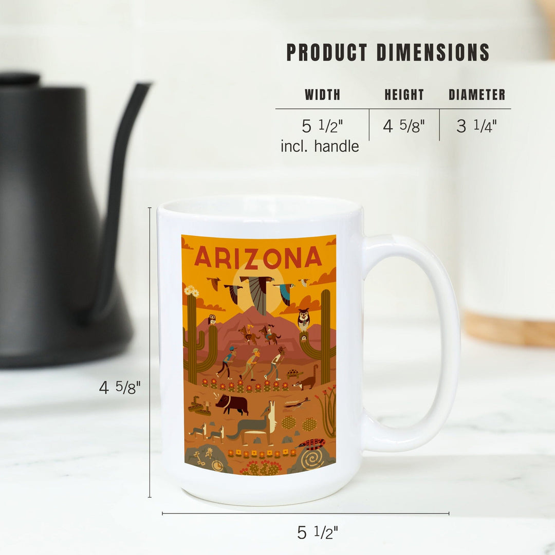 Arizona, Geometric, Lantern Press Artwork, Ceramic Mug Mugs Lantern Press 
