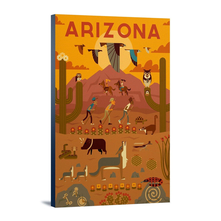 Arizona, Geometric, Lantern Press Artwork, Stretched Canvas Canvas Lantern Press 16x24 Stretched Canvas 