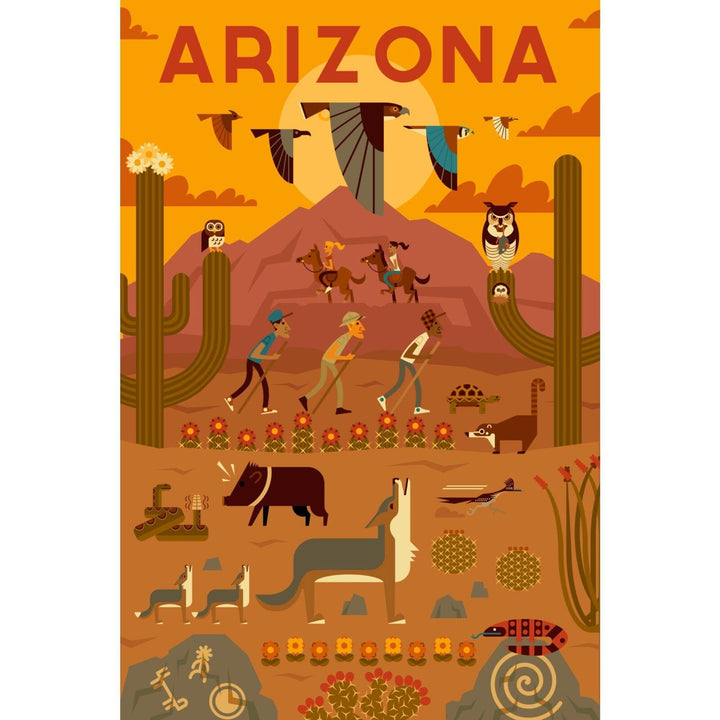 Arizona, Geometric, Lantern Press Artwork, Stretched Canvas Canvas Lantern Press 