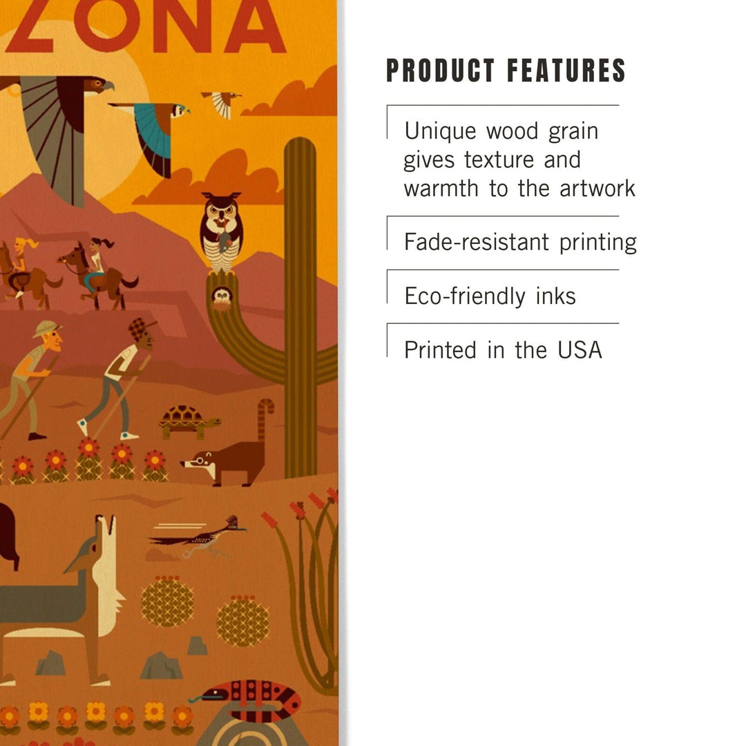 Arizona, Geometric, Lantern Press Artwork, Wood Signs and Postcards Wood Lantern Press 