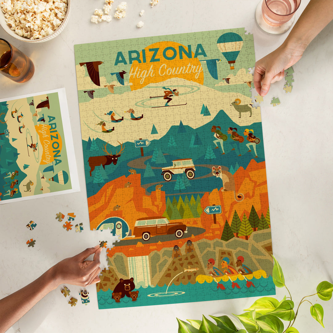 Arizona High Country, Mountain Geometric, Jigsaw Puzzle Puzzle Lantern Press 