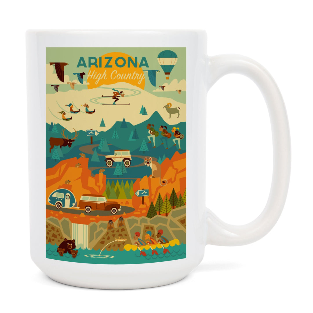 Arizona High Country, Mountain Geometric, Lantern Press Artwork, Ceramic Mug Mugs Lantern Press 