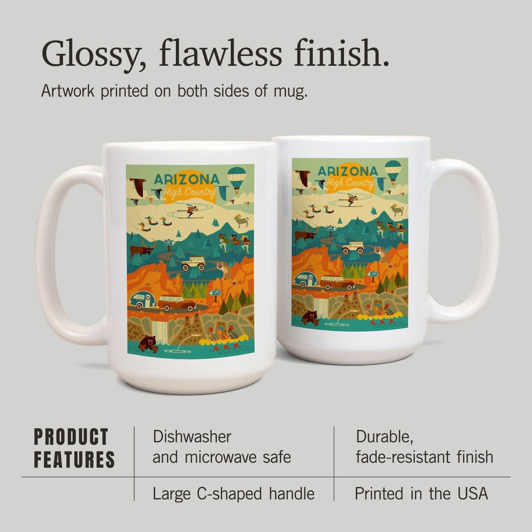 Arizona High Country, Mountain Geometric, Lantern Press Artwork, Ceramic Mug Mugs Lantern Press 
