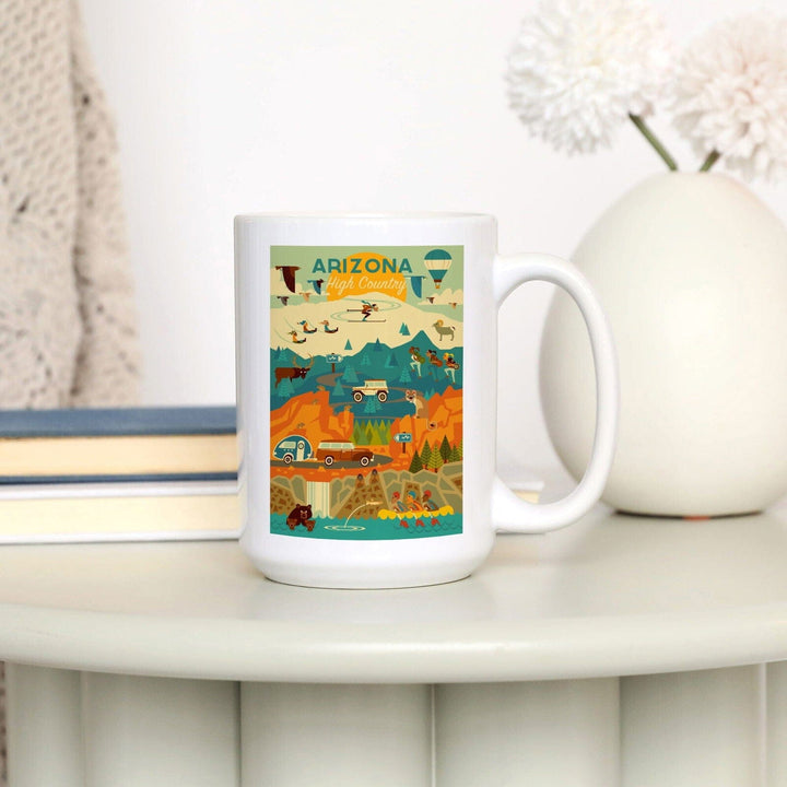 Arizona High Country, Mountain Geometric, Lantern Press Artwork, Ceramic Mug Mugs Lantern Press 
