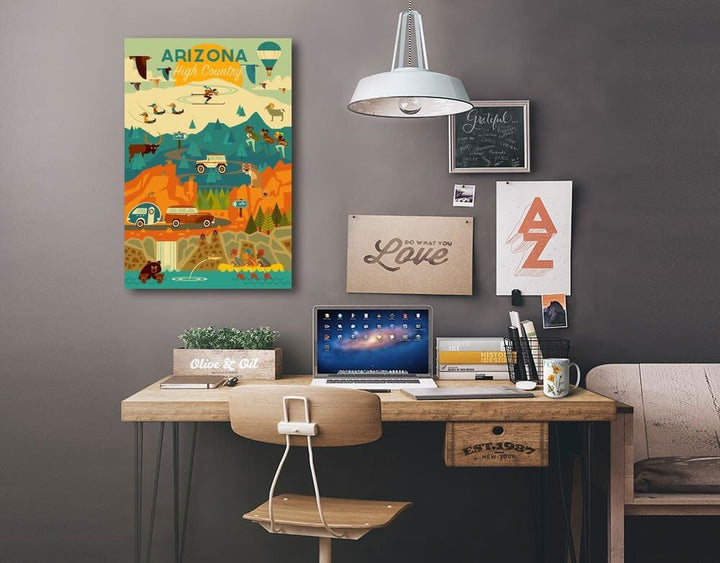 Arizona High Country, Mountain Geometric, Lantern Press Artwork, Stretched Canvas Canvas Lantern Press 