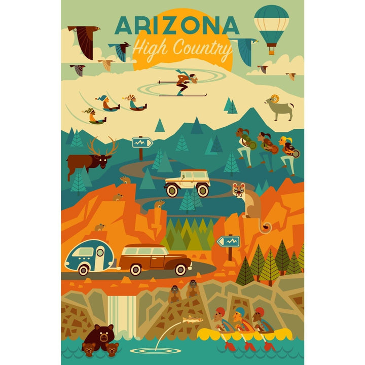 Arizona High Country, Mountain Geometric, Lantern Press Artwork, Stretched Canvas Canvas Lantern Press 