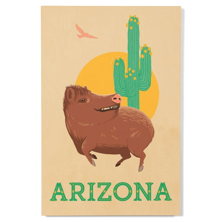 Arizona, Javelina, Lantern Press Artwork, Wood Signs and Postcards Wood Lantern Press 