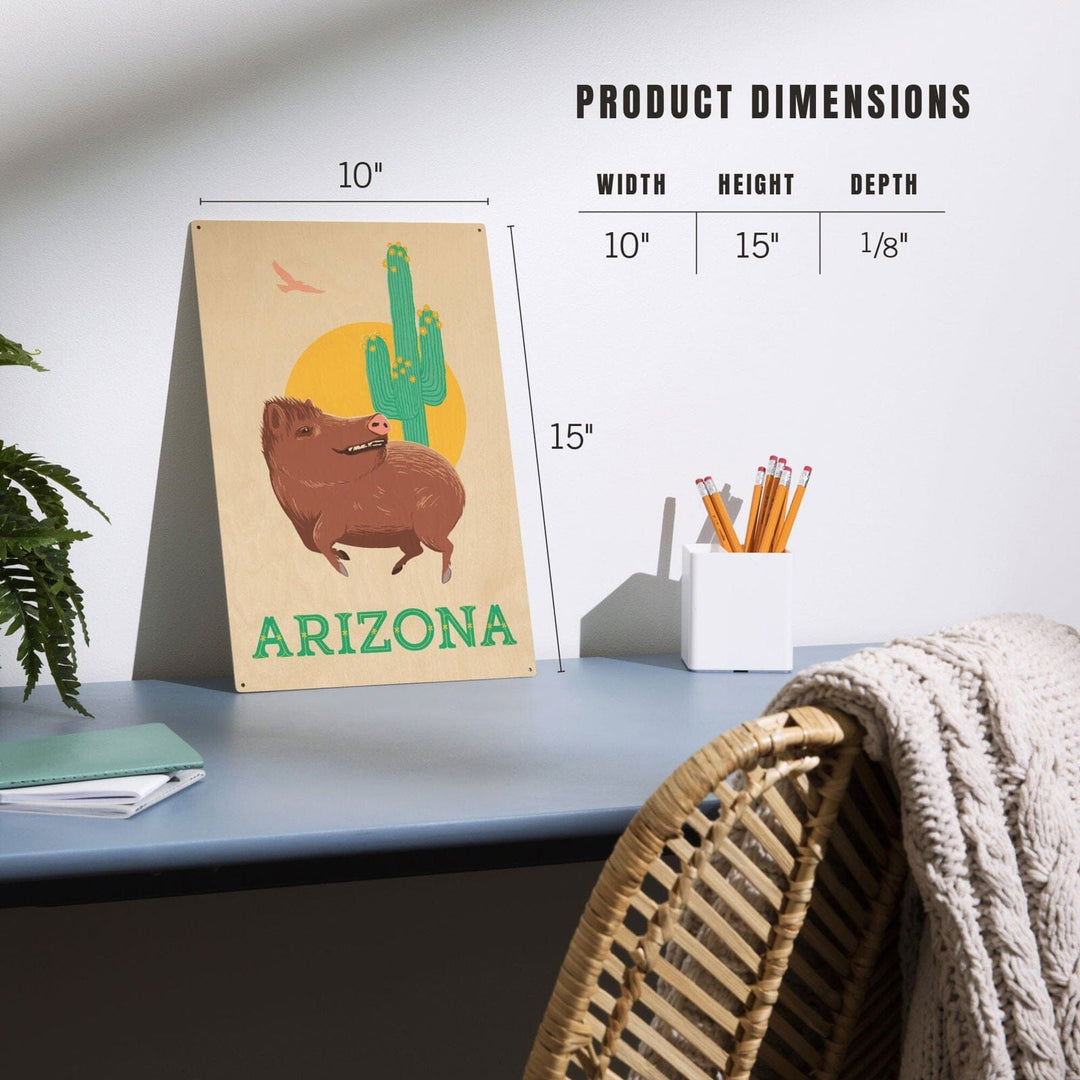 Arizona, Javelina, Lantern Press Artwork, Wood Signs and Postcards Wood Lantern Press 