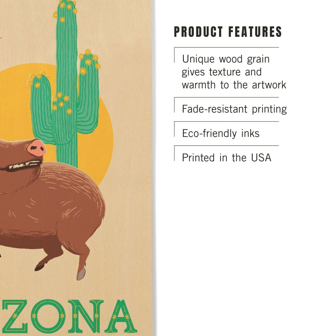 Arizona, Javelina, Lantern Press Artwork, Wood Signs and Postcards Wood Lantern Press 