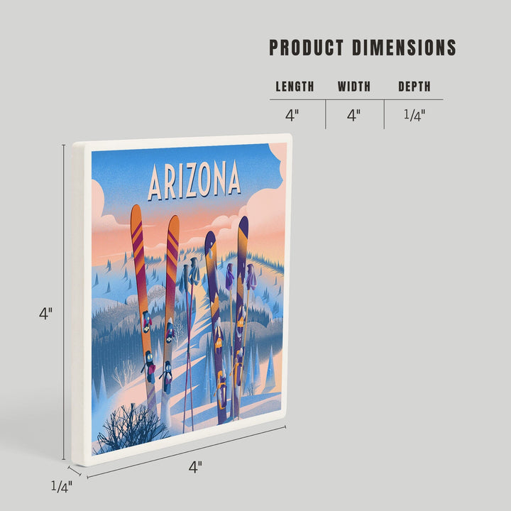 Arizona, Prepare for Takeoff, Skis in Snowbank, Coasters Coasters Lantern Press 