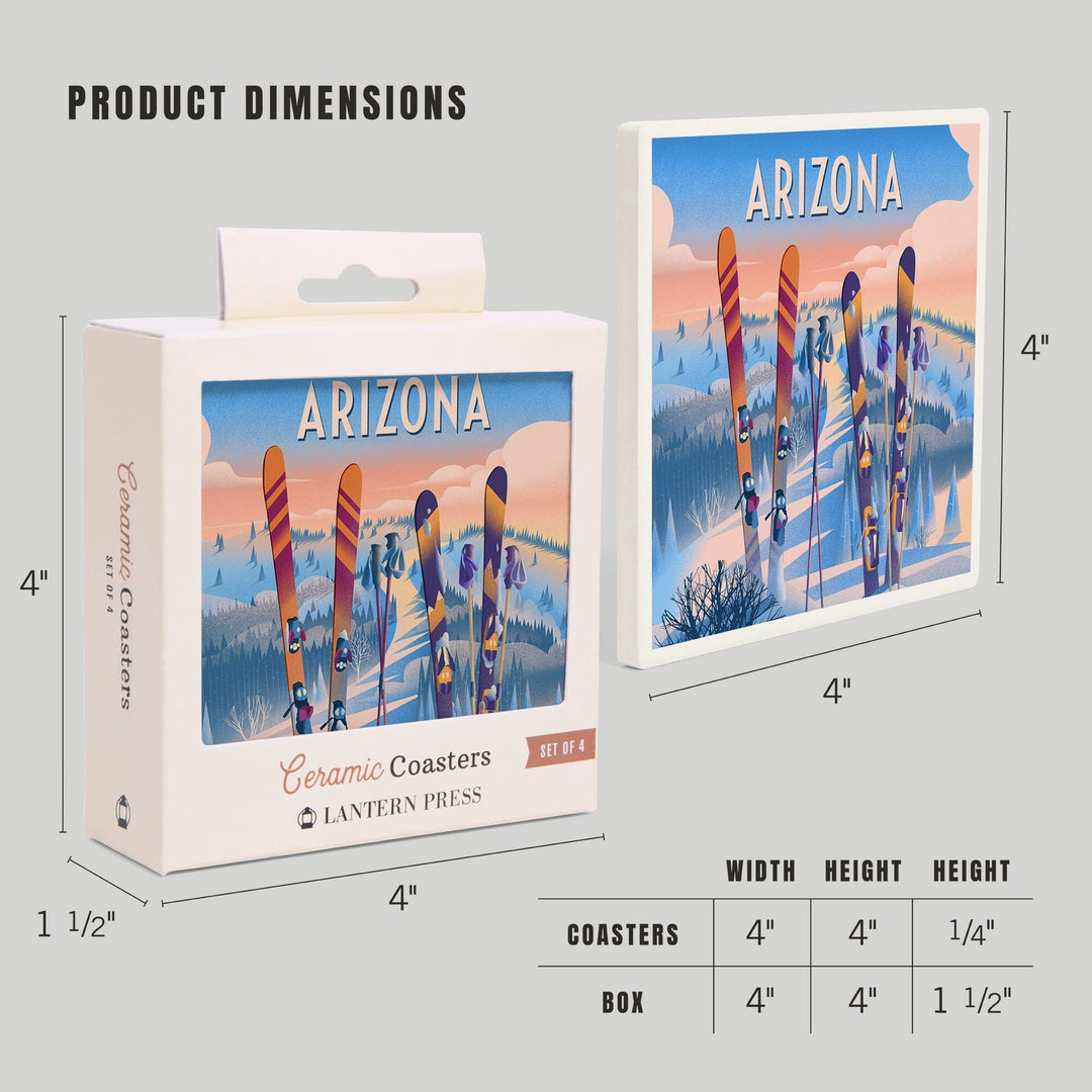Arizona, Prepare for Takeoff, Skis in Snowbank, Coasters Coasters Lantern Press 