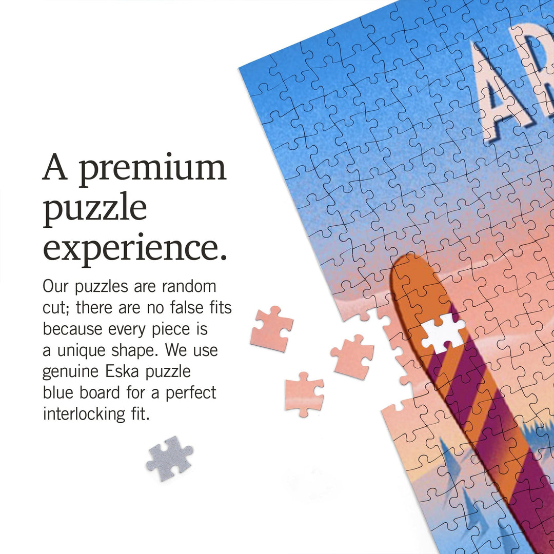 Arizona, Prepare for Takeoff, Skis in Snowbank, Jigsaw Puzzle Puzzle Lantern Press 