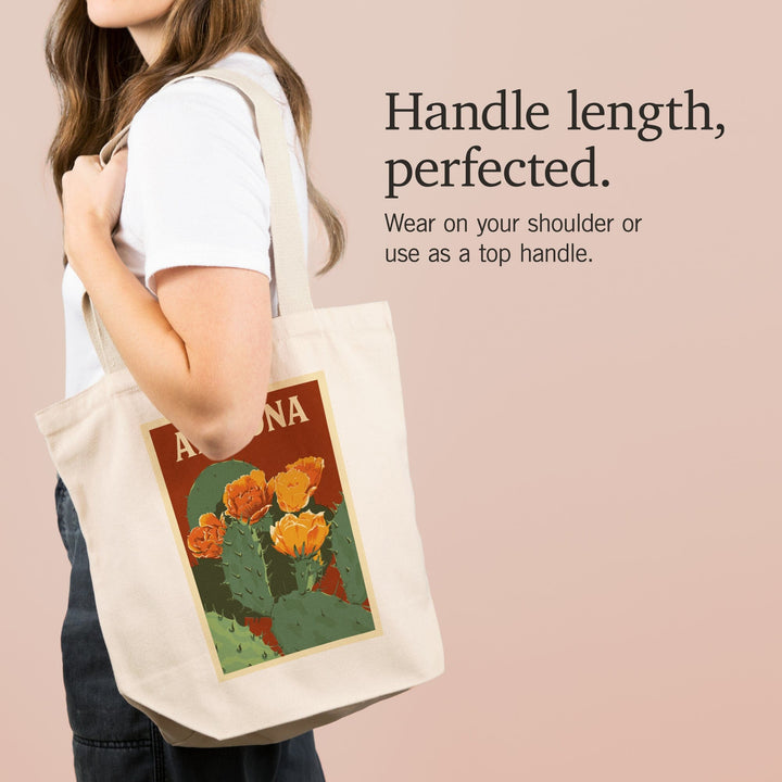 Arizona, Prickly Pear Cactus, Letterpress, Tote Bag Totes Lantern Press 