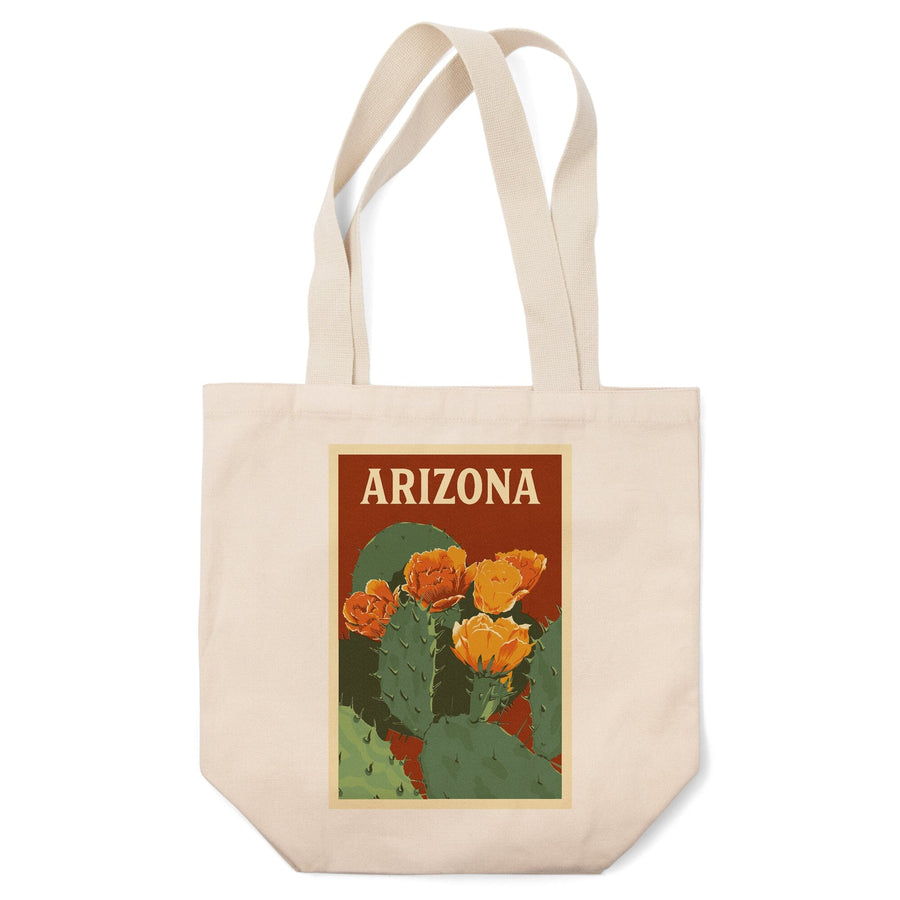 Arizona, Prickly Pear Cactus, Letterpress, Tote Bag Totes Lantern Press 
