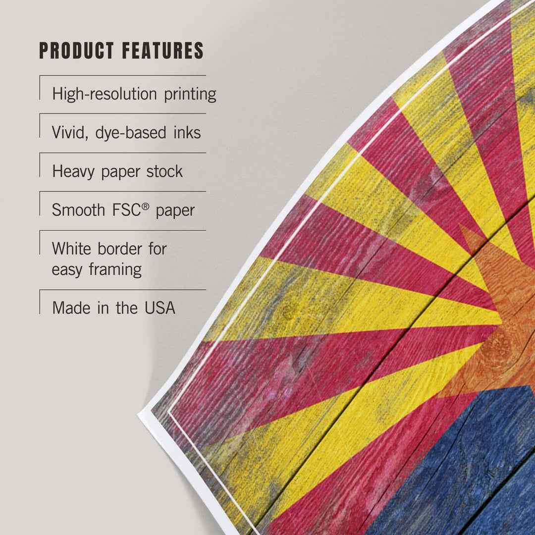 Arizona, Rustic State Flag, Art & Giclee Prints Art Lantern Press 