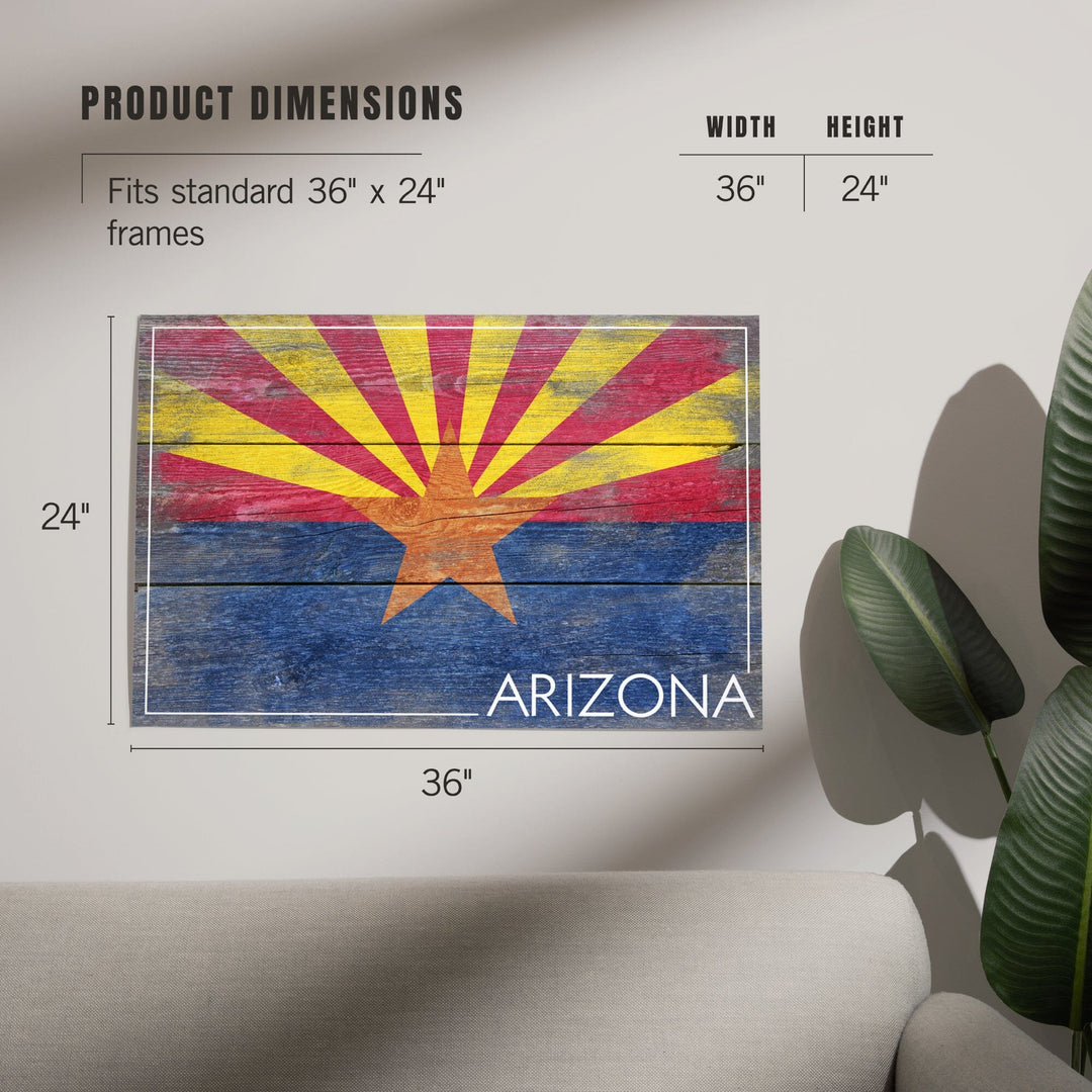 Arizona, Rustic State Flag, Art & Giclee Prints Art Lantern Press 