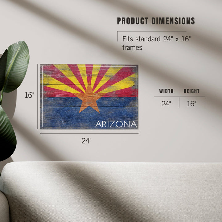 Arizona, Rustic State Flag, Art & Giclee Prints Art Lantern Press 