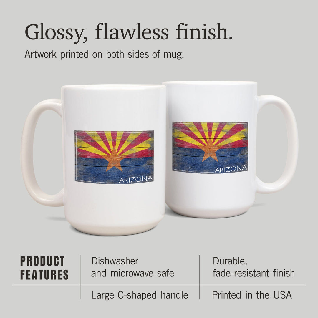 Arizona, Rustic State Flag, Lantern Press Artwork, Ceramic Mug Mugs Lantern Press 