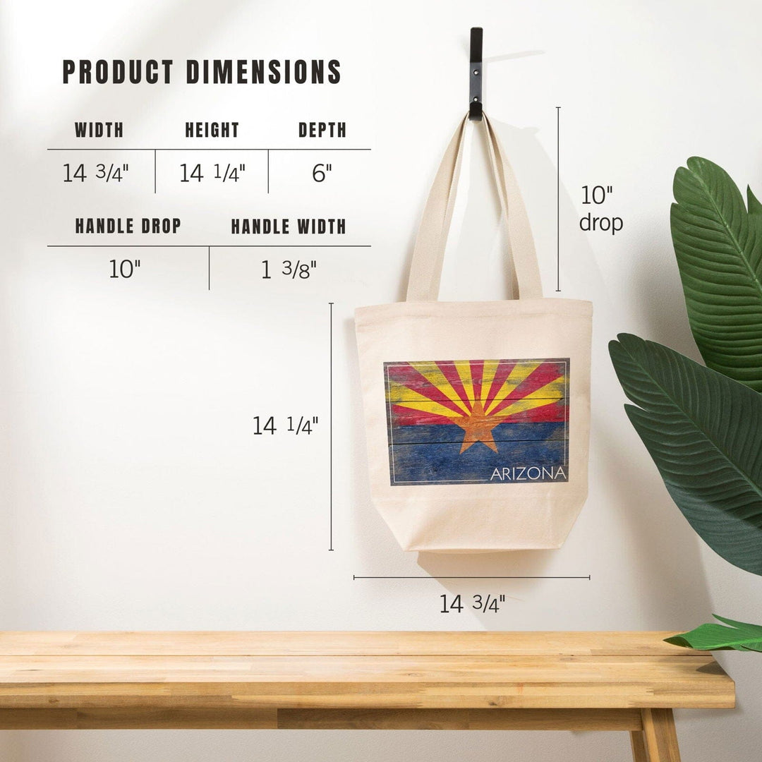 Arizona, Rustic State Flag, Lantern Press Artwork, Tote Bag Totes Lantern Press 