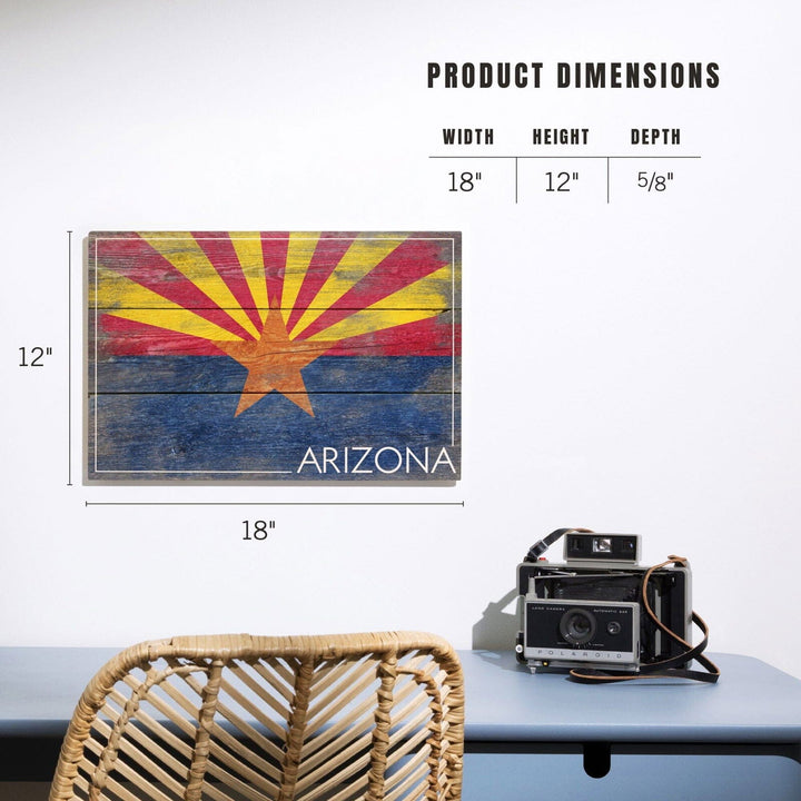 Arizona, Rustic State Flag, Lantern Press Artwork, Wood Signs and Postcards Wood Lantern Press 