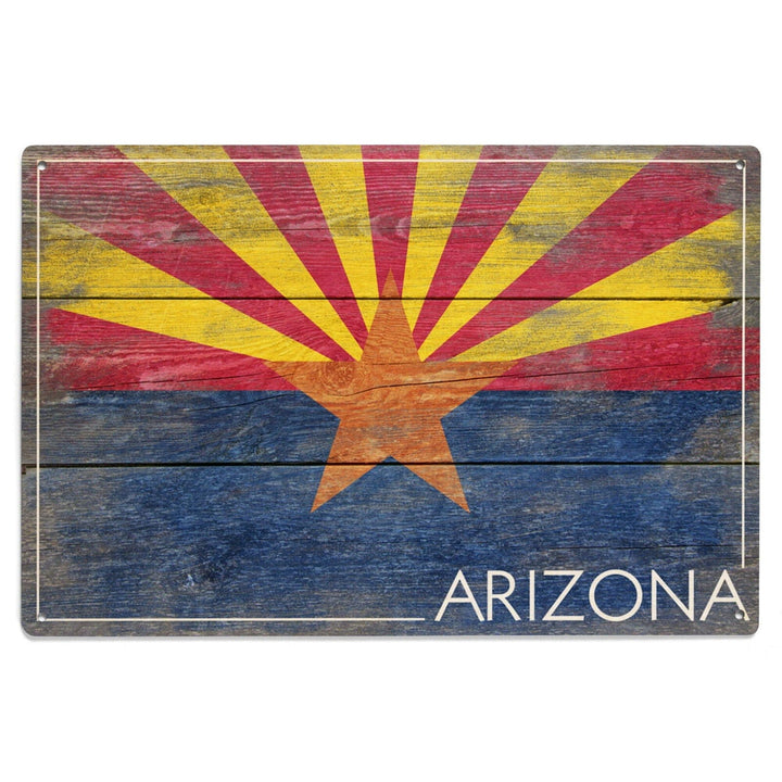 Arizona, Rustic State Flag, Lantern Press Artwork, Wood Signs and Postcards Wood Lantern Press 