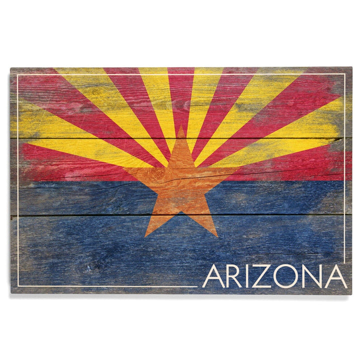 Arizona, Rustic State Flag, Lantern Press Artwork, Wood Signs and Postcards Wood Lantern Press 