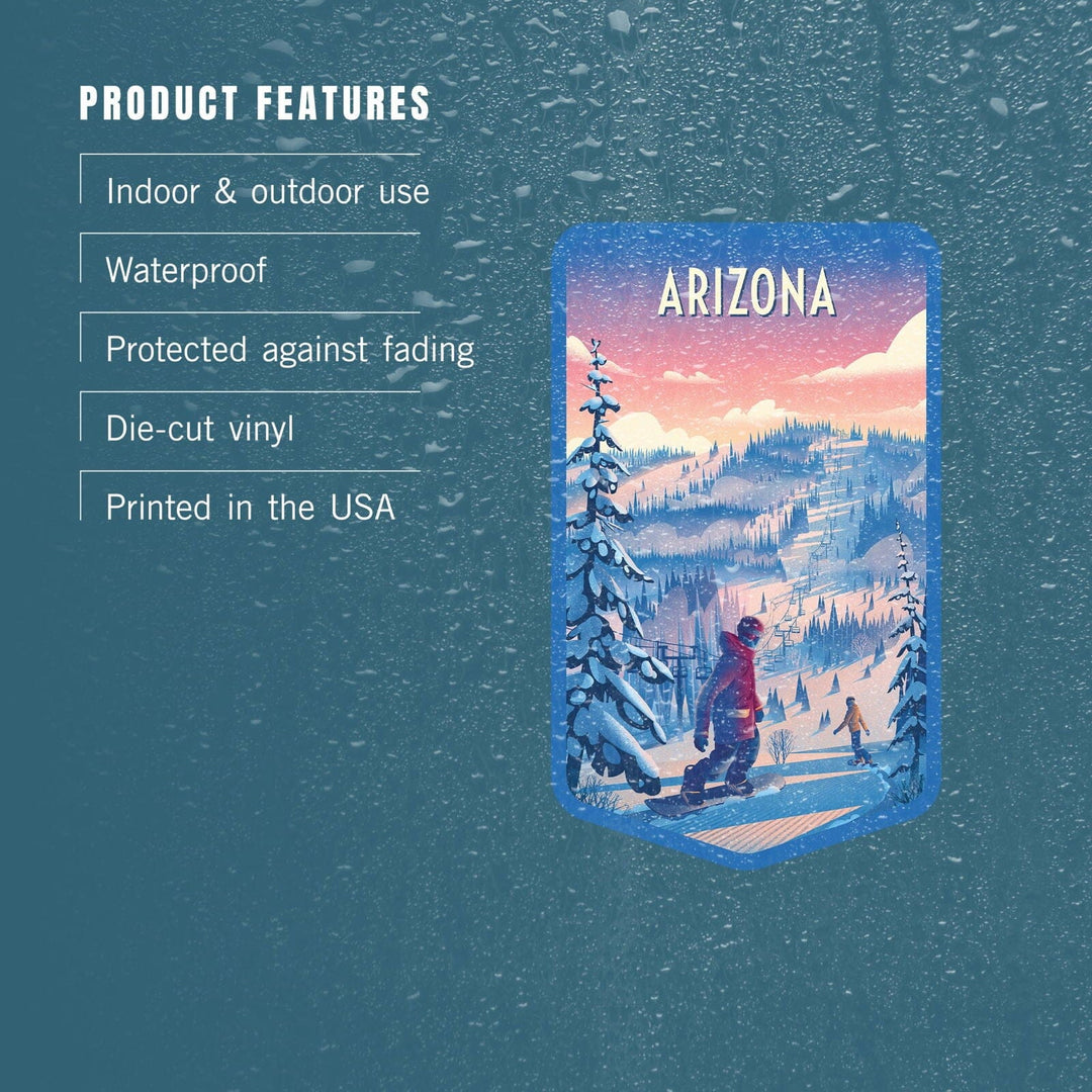 Arizona, Shred the Gnar, Snowboarding, Contour, Vinyl Sticker Sticker Lantern Press 