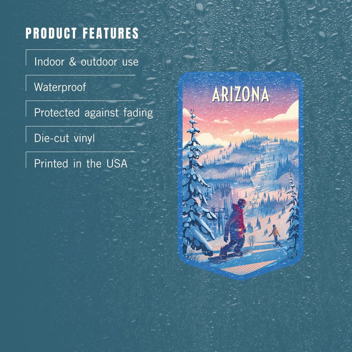 Arizona, Shred the Gnar, Snowboarding, Contour, Vinyl Sticker Sticker Lantern Press 