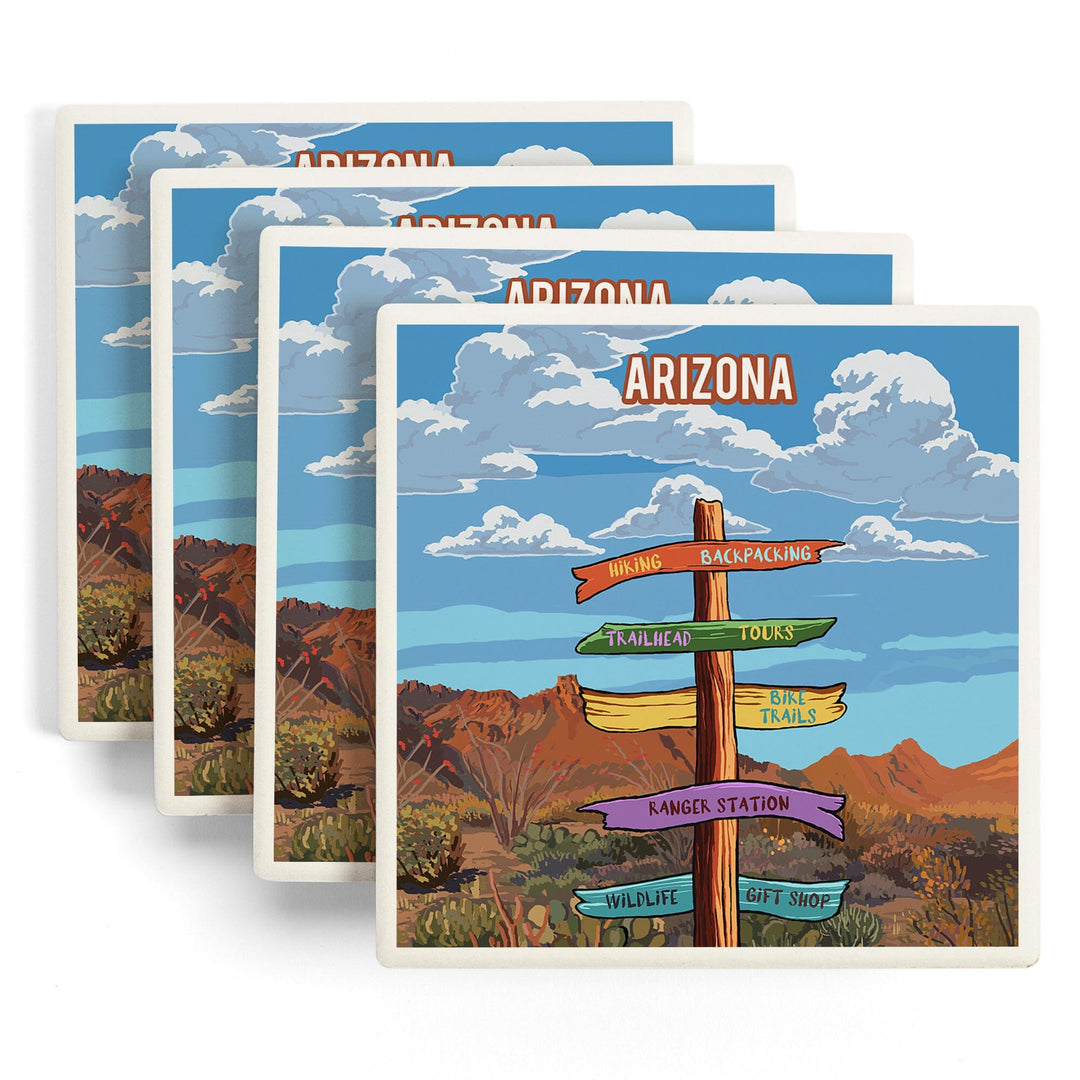 Arizona, Signpost, Desert, Coasters Coasters Lantern Press 
