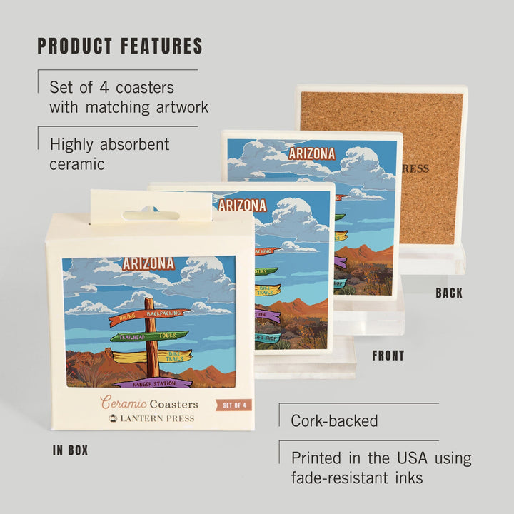 Arizona, Signpost, Desert, Coasters Coasters Lantern Press 