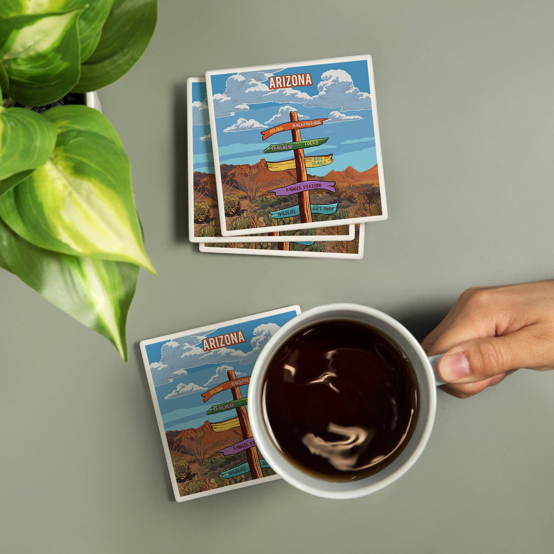 Arizona, Signpost, Desert, Coasters Coasters Lantern Press 
