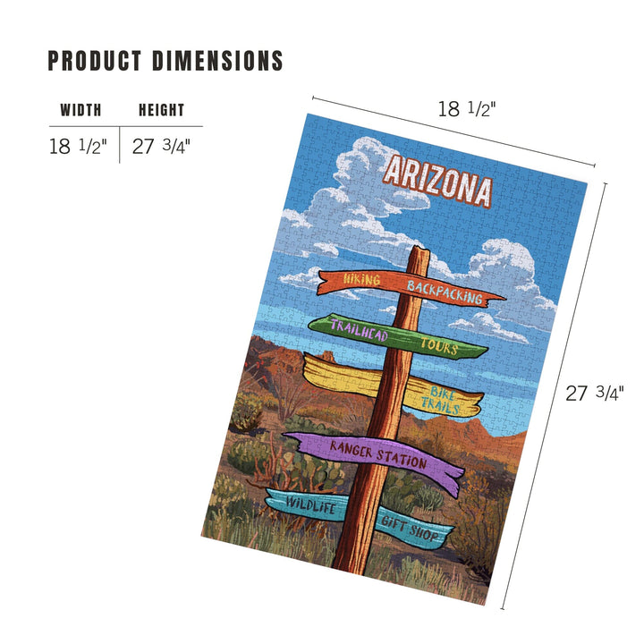 Arizona, Signpost, Desert, Jigsaw Puzzle Puzzle Lantern Press 