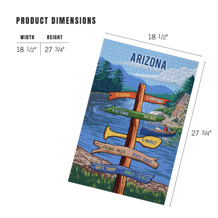 Arizona, Signpost, River, Jigsaw Puzzle Puzzle Lantern Press 