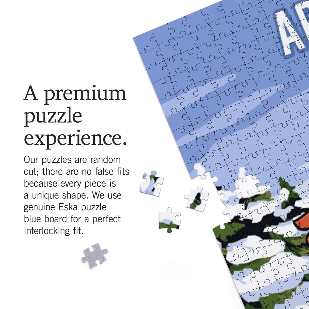 Arizona, Signpost, Ski and Snow, Jigsaw Puzzle Puzzle Lantern Press 