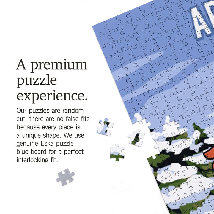 Arizona, Signpost, Ski and Snow, Jigsaw Puzzle Puzzle Lantern Press 