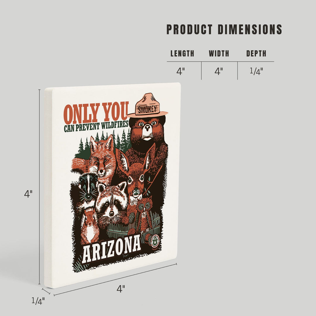 Arizona, Smokey Bear and Woodland Creatures, Coasters Coasters Lantern Press 