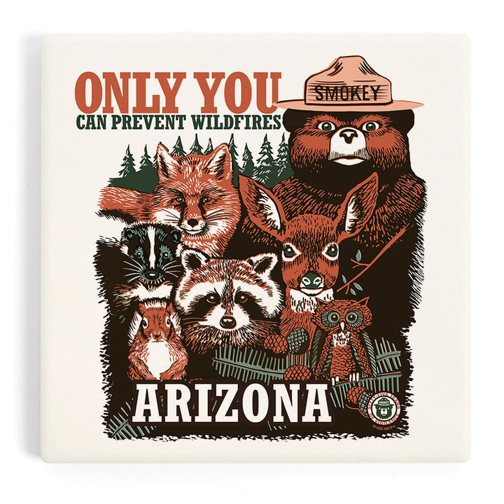 Arizona, Smokey Bear and Woodland Creatures, Coasters Coasters Lantern Press Coaster 