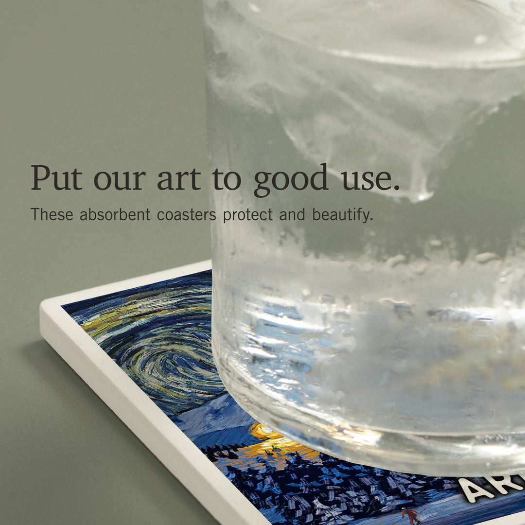 Arizona, Starry Night, Ski, Coasters Coasters Lantern Press 