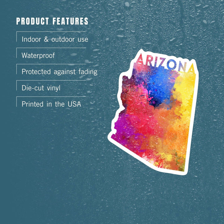 Arizona, State Abstract, Contour, Lantern Press Artwork, Vinyl Sticker Sticker Lantern Press 