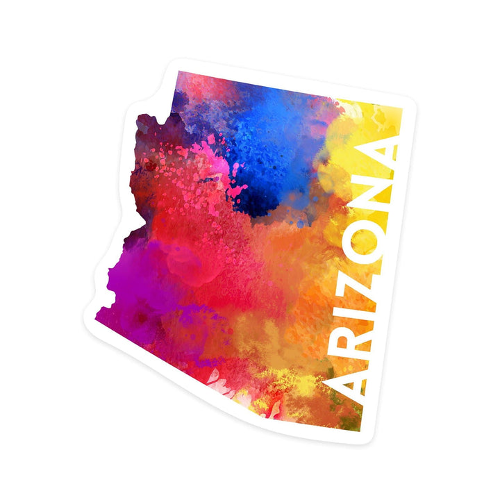 Arizona, State Abstract Watercolor, Contour, Vinyl Sticker Sticker Lantern Press 