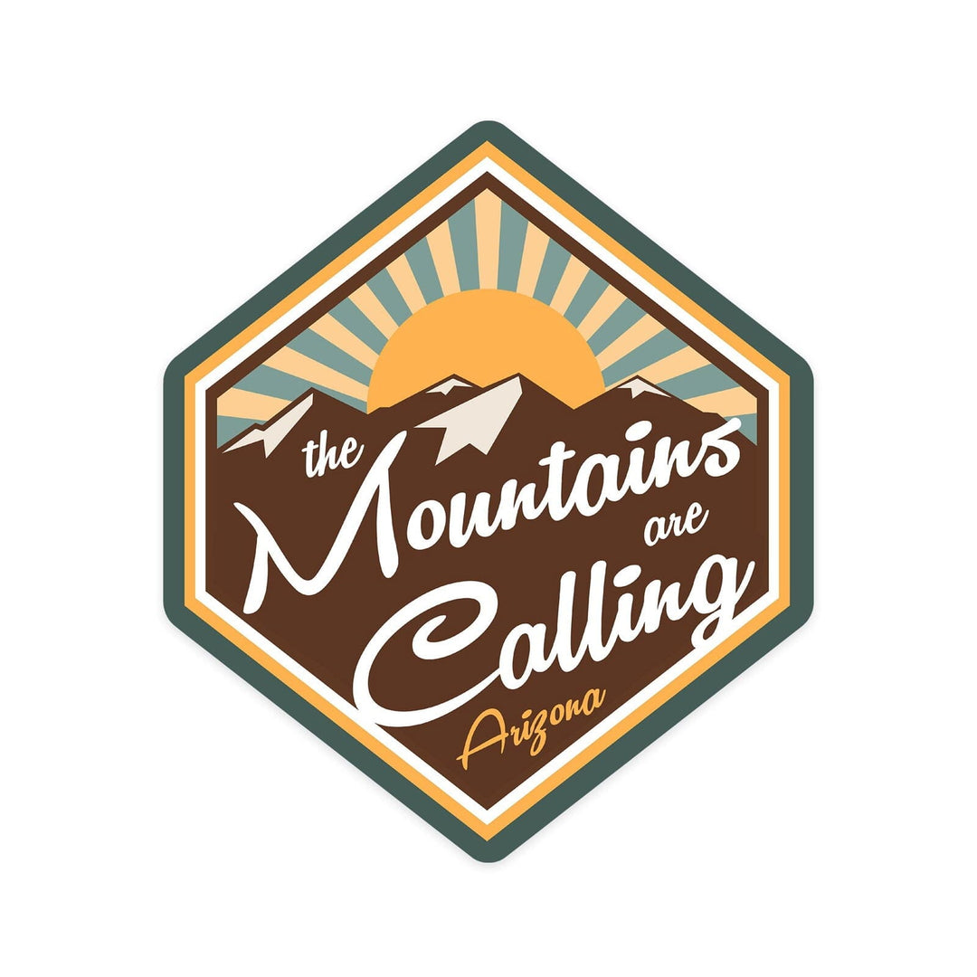 Arizona, The Mountains are Calling, Contour, Vinyl Sticker Sticker Lantern Press 