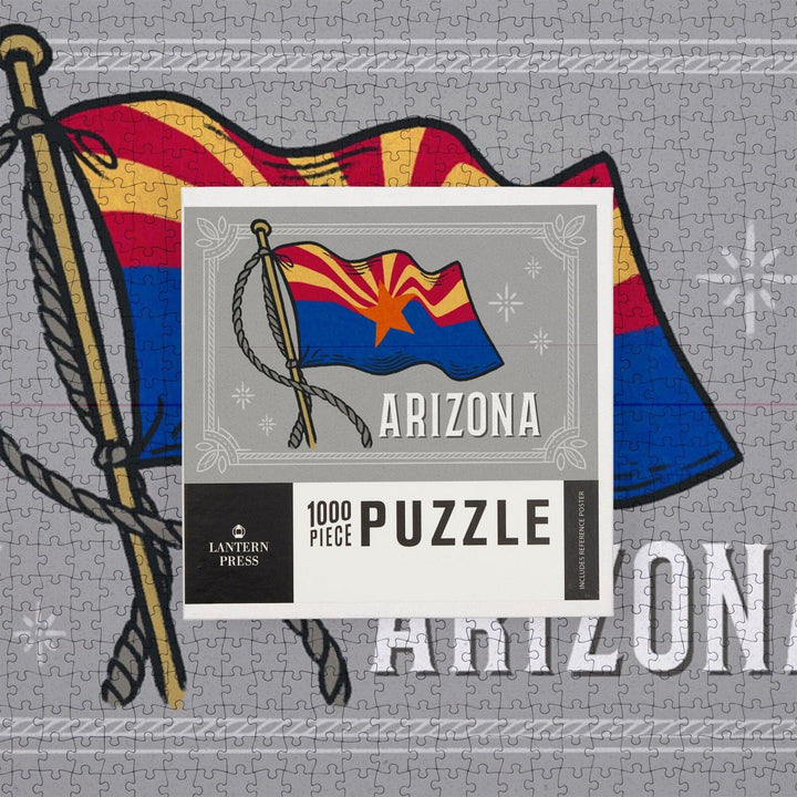 Arizona, Waving State Flag, State Series, Jigsaw Puzzle Puzzle Lantern Press 