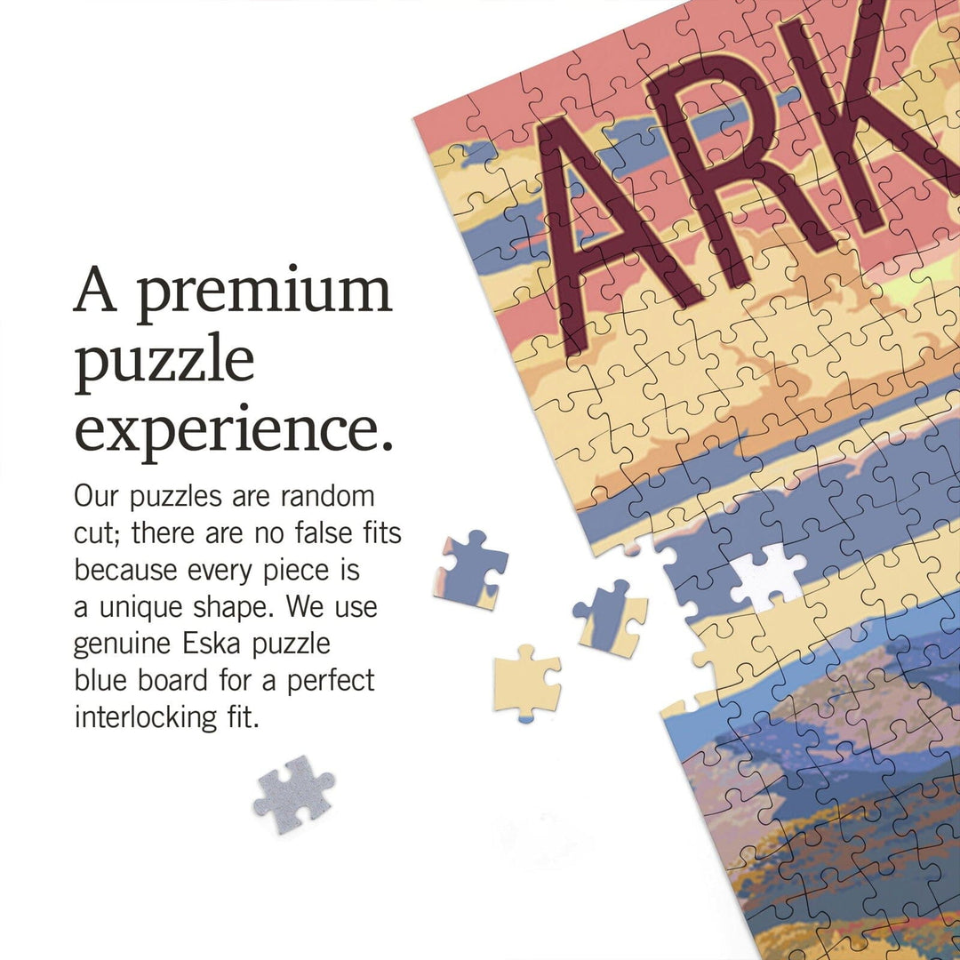 Arkansas, Outlook and Sunset Scene, Jigsaw Puzzle Puzzle Lantern Press 