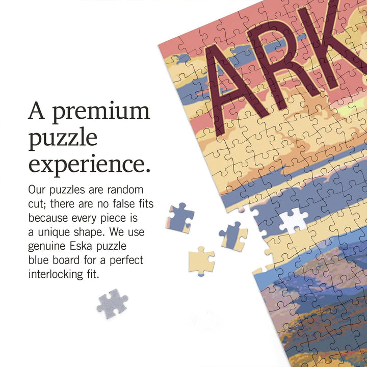 Arkansas, Outlook and Sunset Scene, Jigsaw Puzzle Puzzle Lantern Press 