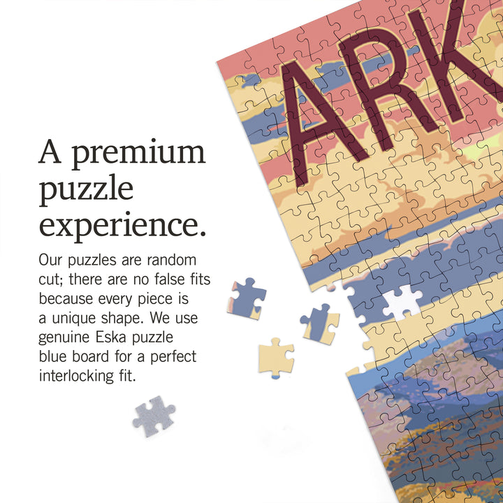 Arkansas, Outlook and Sunset Scene, Jigsaw Puzzle Puzzle Lantern Press 