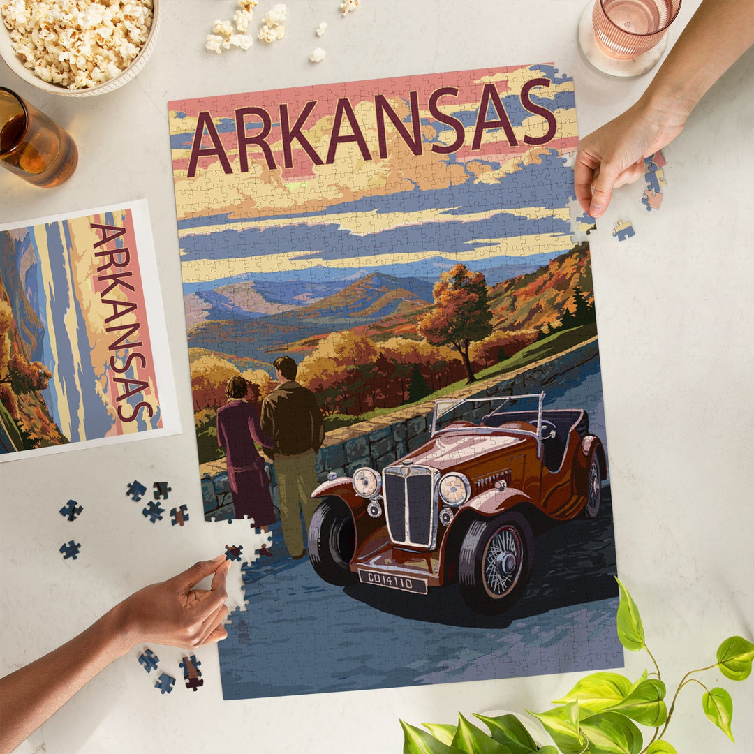 Arkansas, Outlook and Sunset Scene, Jigsaw Puzzle Puzzle Lantern Press 